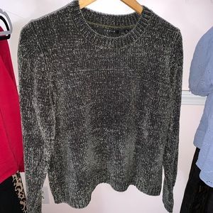 fuzzy dark green sweater